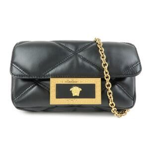 Versace Medusa Quilted Lambskin Flap Bag Black